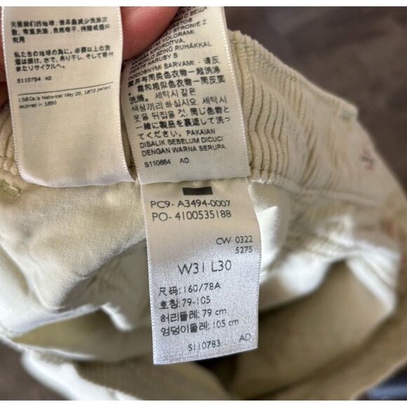 Levis Premium Mens Corduroy Baggy Dad Straight Leg Pants Off White Size 31 - Picture 6 of 11